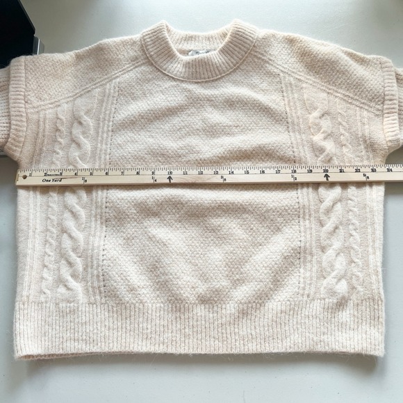 MADEWELL Cream Chunky Fisherman Plush Soft Luxe Alpaca Wool Blend Sweater MEDIUM - Picture 6 of 7
